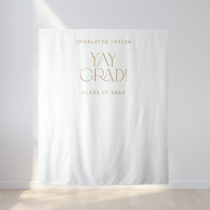 Modern Fete Gold Yay Grad Graduate Photo Backdrop Tapestry