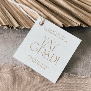 Modern Fete Gold Yay Grad Thank You Graduation Favour Tags