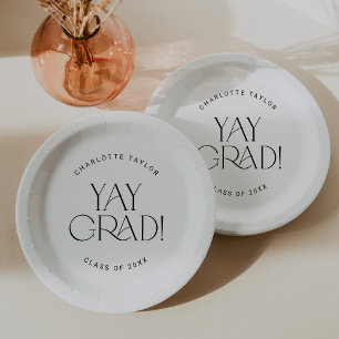 Modern Fete   Minimal Yay Grad Graduation Paper Plate