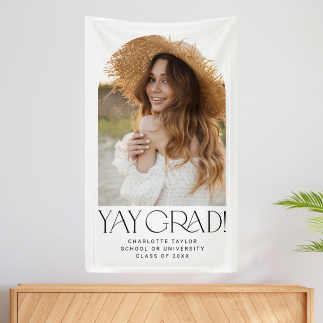 Modern Fete Minimal Yay Grad Photo Arch Graduation Banner (Creator Uploaded)