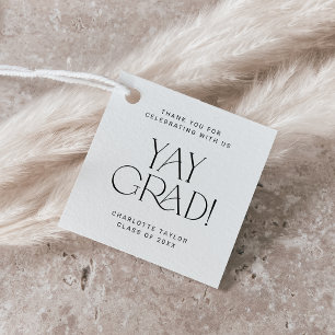 Modern Fete Minimal Yay Grad Thank You Graduation Favour Tags