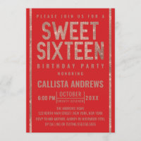 Modern Fiery Red Rose Gold Glitter Frame Sweet 16