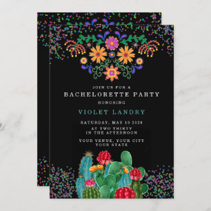 Modern Fiesta and Cactus Bachelorette Party Invitation