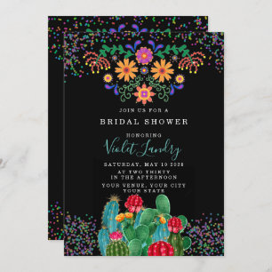Modern Fiesta and Cactus Colourful Bridal Shower Invitation