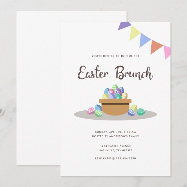 Modern Fiesta Easter Eggs Invitation (Front/Back)