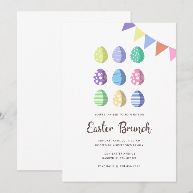 Modern Fiesta Easter Eggs Invitation (Front/Back)