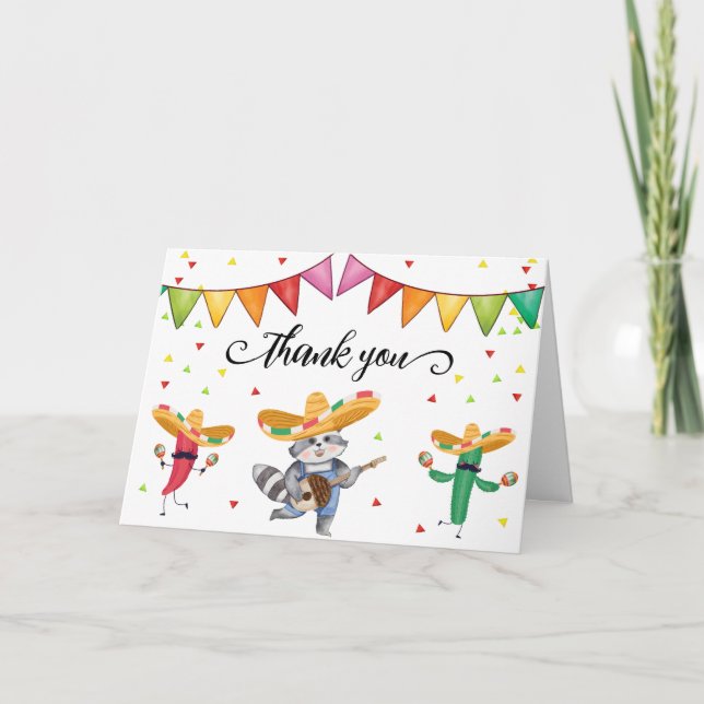 Modern Fiesta Taco 'Bout A Baby Cactus Baby Shower Thank You Card (Front)