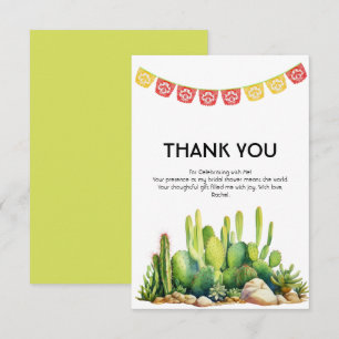 Modern Fiesta Theme Cactus Bridal Shower Thank You Card