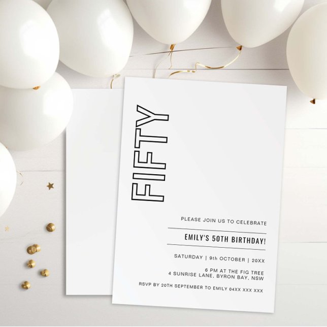 Modern Fifty 50th Birthday Party Invitation (Creator Uploaded)