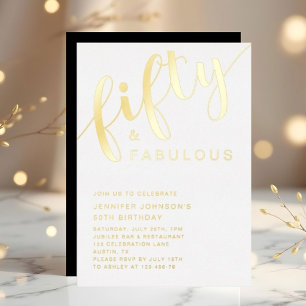 Modern Fifty And Fabulous 50th Birthday Gold