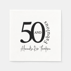 Modern Fifty and Fabulous 50th Birthday Party Napkin