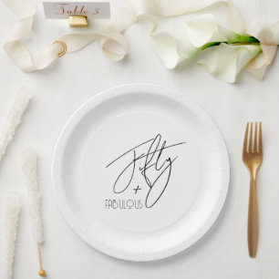 Modern Fifty and Fabulous 50th Birthday Party Paper Plate