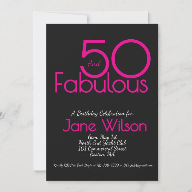 Modern Fifty and Fabulous Bold 50th Birthday Party Invitation (Front)