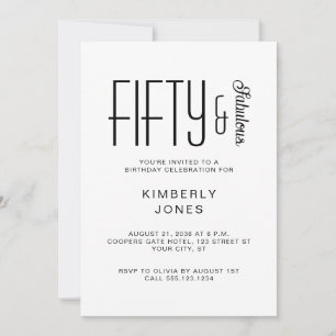 Modern Fifty And Fabulous Bold 50th Birthday Party Invitation