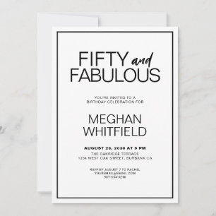 Modern Fifty and Fabulous Bold 50th Birthday Party Invitation