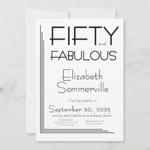 Modern Fifty and Fabulous Bold 50th Birthday Party Invitation