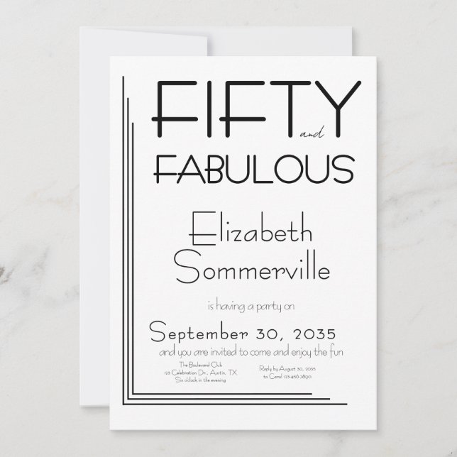 Modern Fifty and Fabulous Bold 50th Birthday Party Invitation (Front)