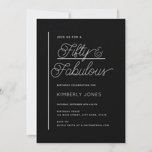 Modern Fifty and Fabulous Bold 50th Birthday Party Invitation (Front)