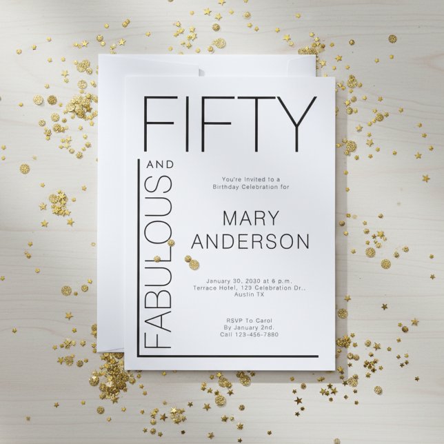 Modern Fifty and Fabulous Bold 50th Birthday Party Invitation (Creator Uploaded)