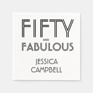Modern Fifty and Fabulous Bold 50th Birthday Party Napkin