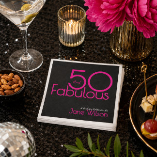 Modern Fifty and Fabulous Bold 50th Birthday Party Napkin