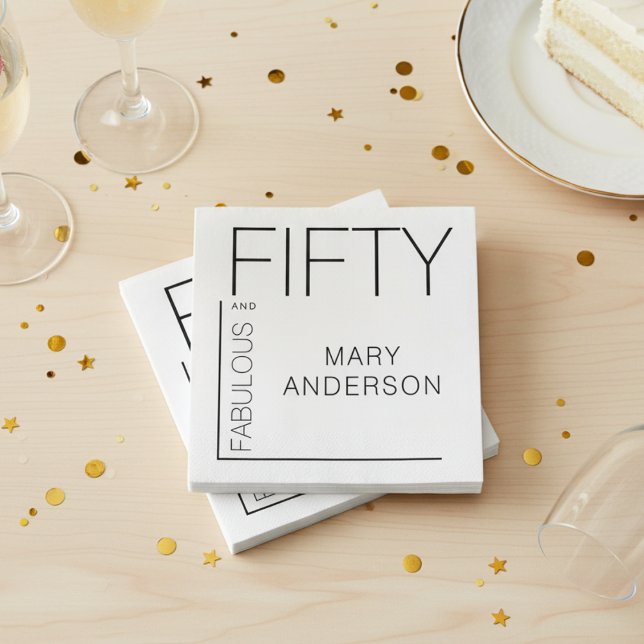 Modern Fifty and Fabulous Bold 50th Birthday Party Napkin (Creator Uploaded)