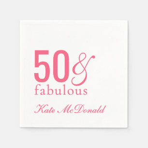 Modern Fifty and Fabulous Bold 50th Birthday Party Napkin