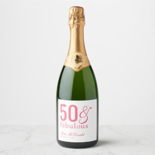 Modern Fifty and Fabulous Bold 50th Birthday Party Sparkling Wine Label