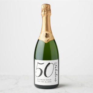 Modern Fifty and Fabulous Bold 50th Birthday Party Sparkling Wine Label