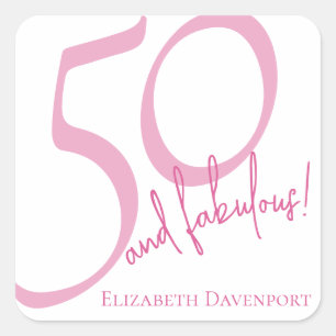 Modern Fifty and Fabulous Bold 50th Birthday Party Square Sticker