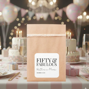 Modern Fifty and Fabulous Bold 50th Birthday Party Square Sticker