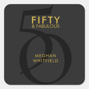 Modern Fifty and Fabulous Bold 50th Birthday Party Square Sticker