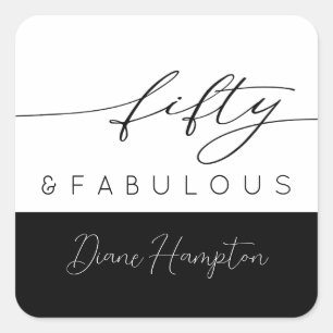 Modern Fifty and Fabulous Bold 50th Birthday Square Sticker