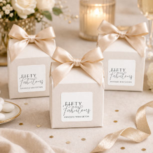 Modern Fifty and Fabulous Script 50th Birthday Square Sticker