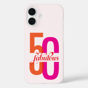 Modern Fifty & Fabulous 50th Birthday iPhone 16 Case