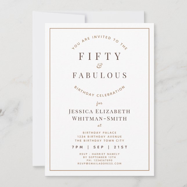Modern Fifty & Fabulous Birthday Invitation (Front)