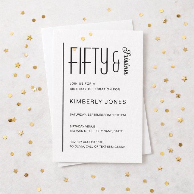Modern Fifty & Fabulous Bold 50th Birthday Party Invitation (Creator Uploaded)