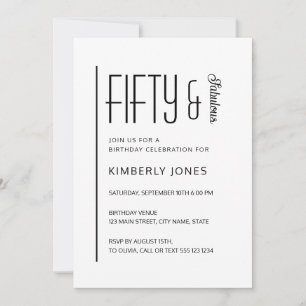 Modern Fifty & Fabulous Bold 50th Birthday Party Invitation