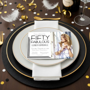 Modern Fifty & Fabulous Photo 50th Birthday Party Invitation