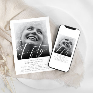 Modern Fifty Photo Birthday Party Invitation