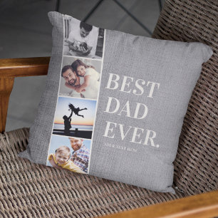 Modern Filmstrip Best Dad Ever Photo Collage  Cushion
