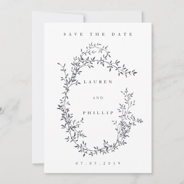 Modern Fine Art Floral Wreath Save The Date Cards (Front)