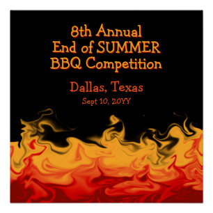 Modern Fire Flames BBQ Cook Off Competition Poster