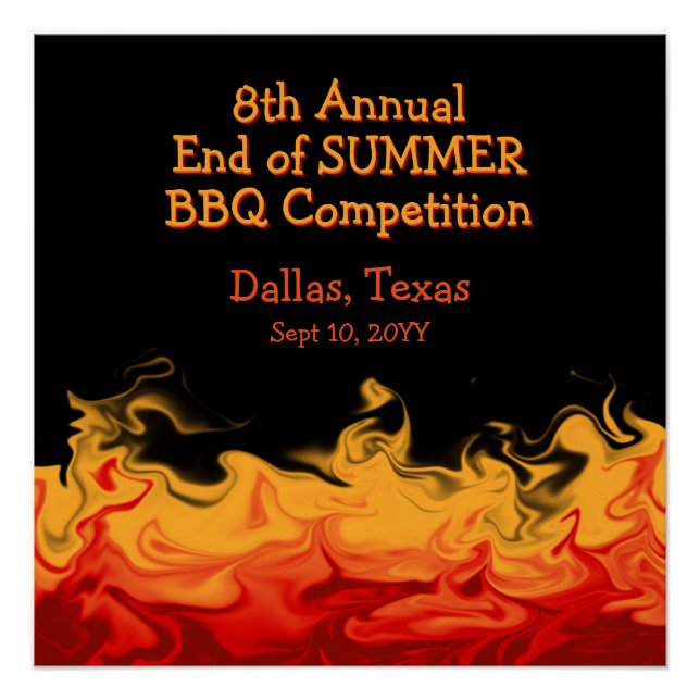 Modern Fire Flames BBQ Cook Off Competition Poster (Front)