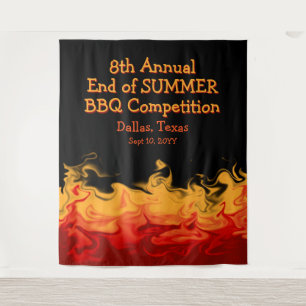 Modern Fire Flames BBQ Cook Off Competition Tapestry