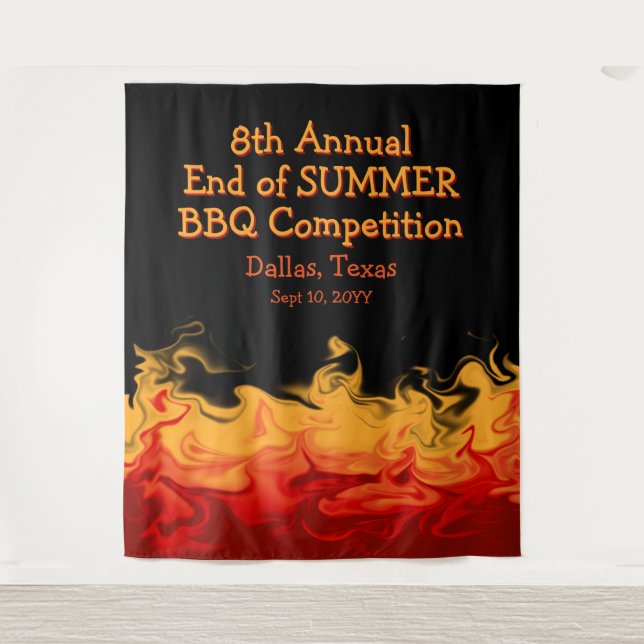 Modern Fire Flames BBQ Cook Off Competition Tapestry (Front)