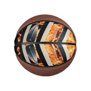 Modern Fire & Triple Stripe Bold Minimalist Mini Basketball