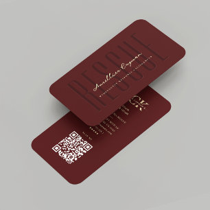 Modern Firefighter Fire Rescue Dark Red Monogram Business Card