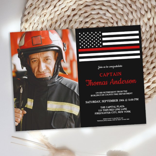 Modern Firefighter Retirement Party Custom Photo  Invitation Postcard (Creator Uploaded)