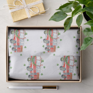 Modern Firefighter St. Patrick's Day Fire Truck Tissue Paper